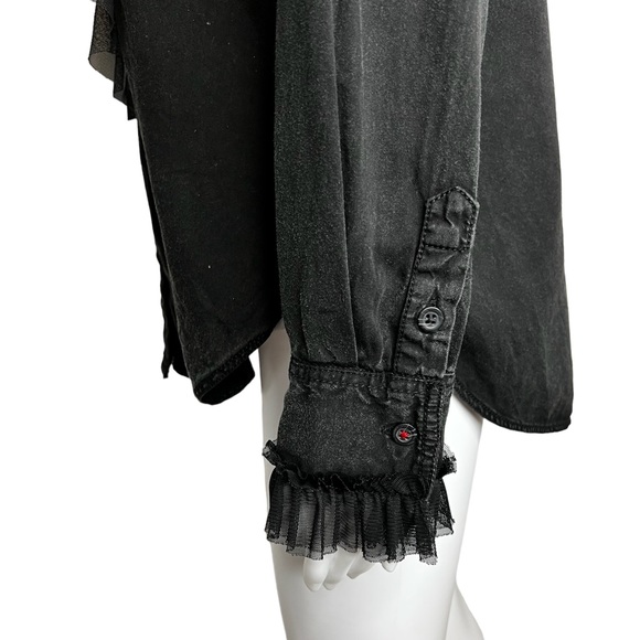 Pilcro Tulle Faded Black Collar Button Up Small - Picture 4 of 8